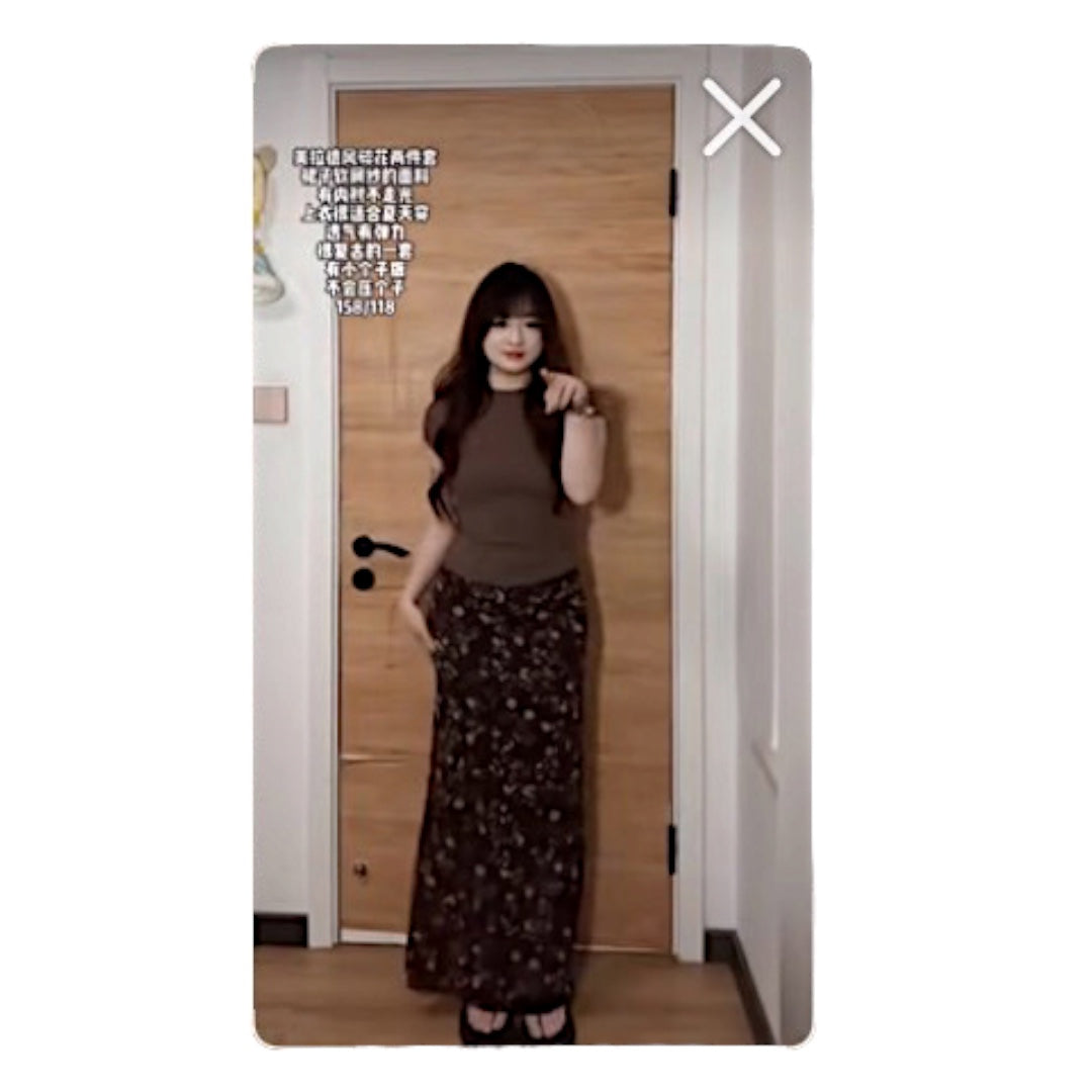 S-M Brown Floral Set [A-W-S1]
