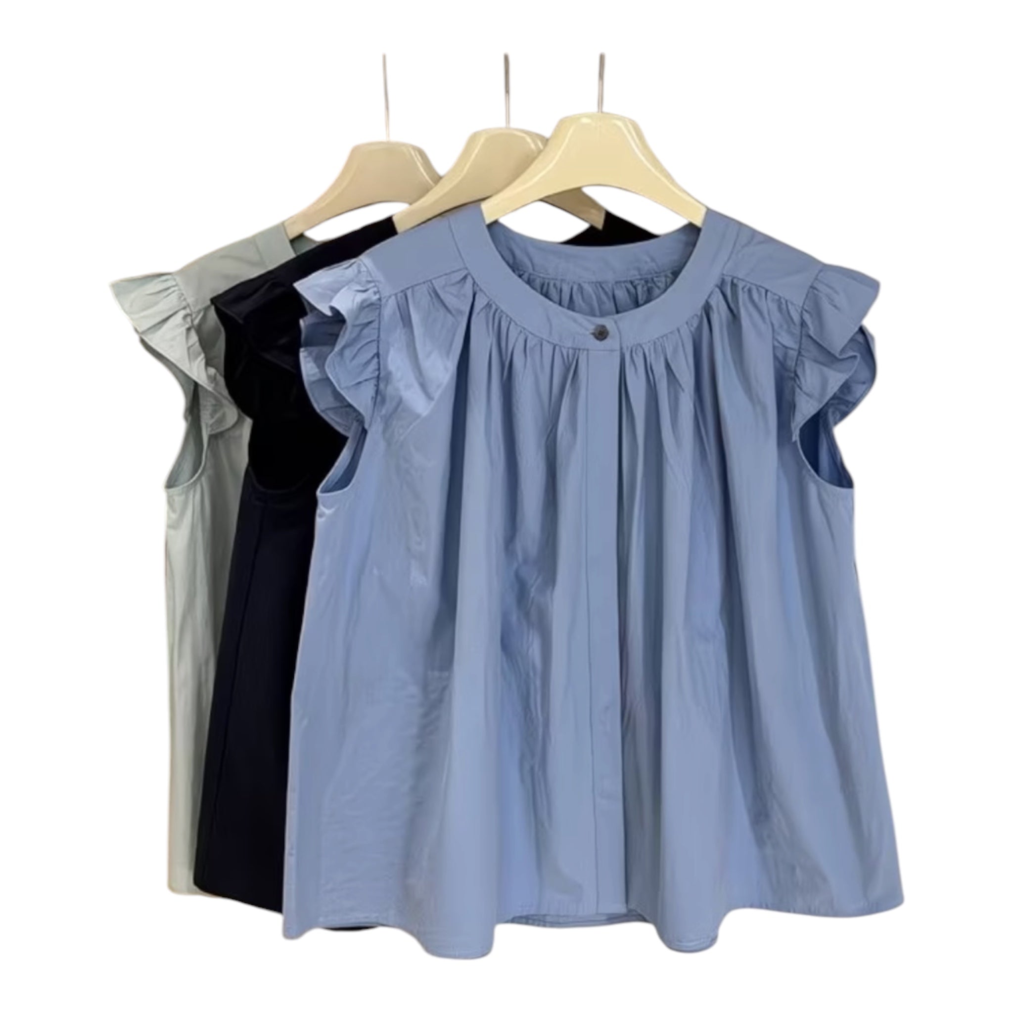 L Denim Babydoll Blouse [A-W-T1]