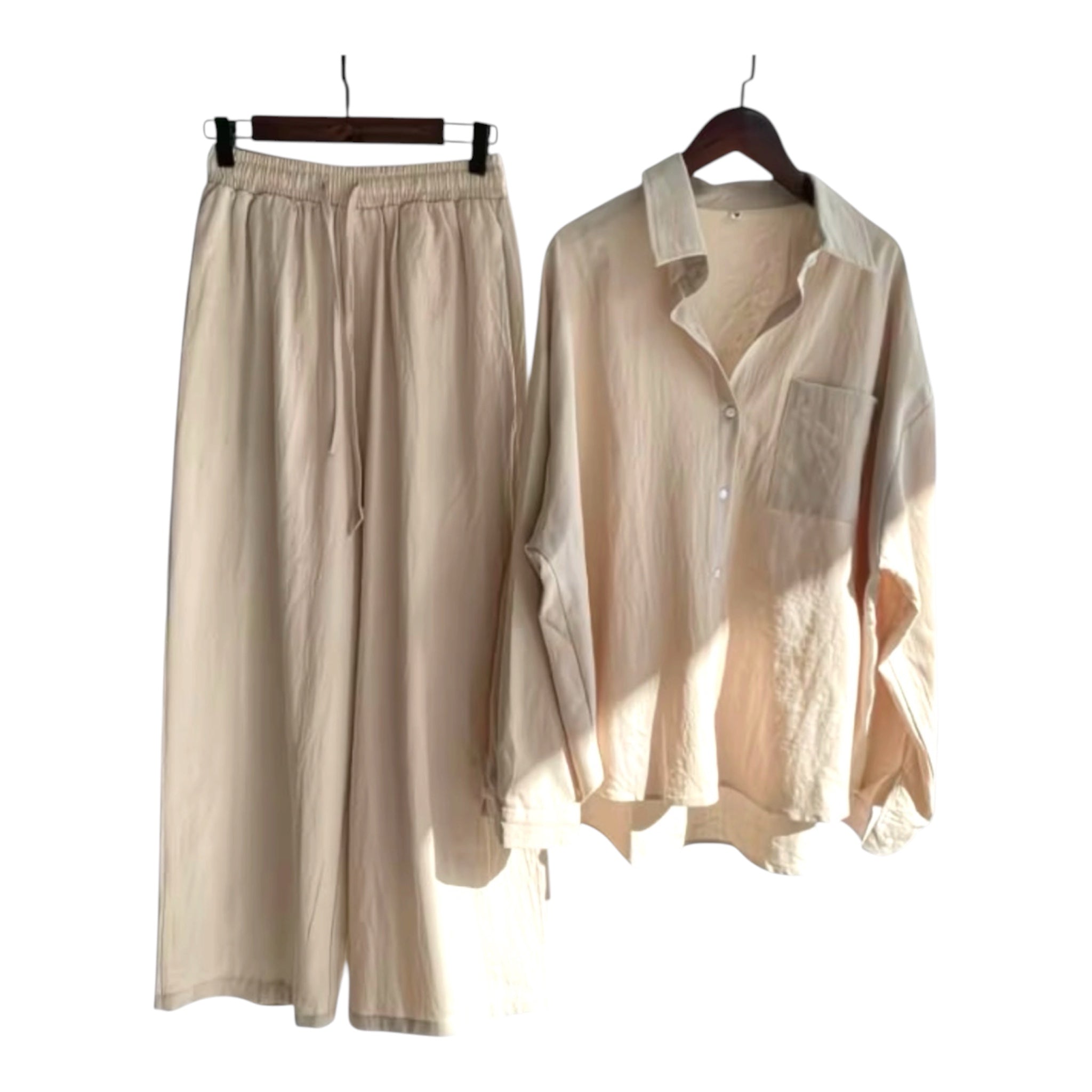 M Beige Button-down Set [A-W-S5]