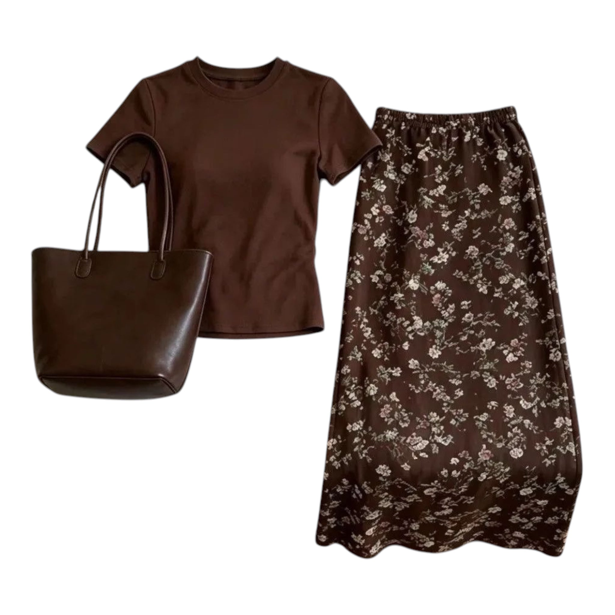 S-M Brown Floral Set [A-W-S1]