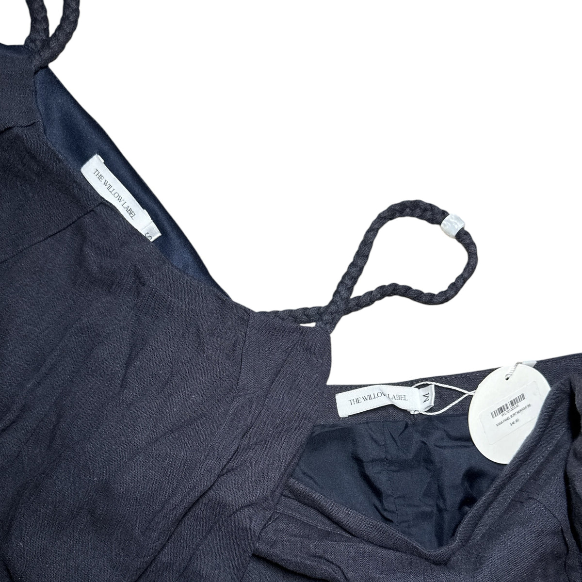 Gemstoresg THE WILLOW LABEL black linen-blend camisole and maxi skirt set with braided spaghetti straps